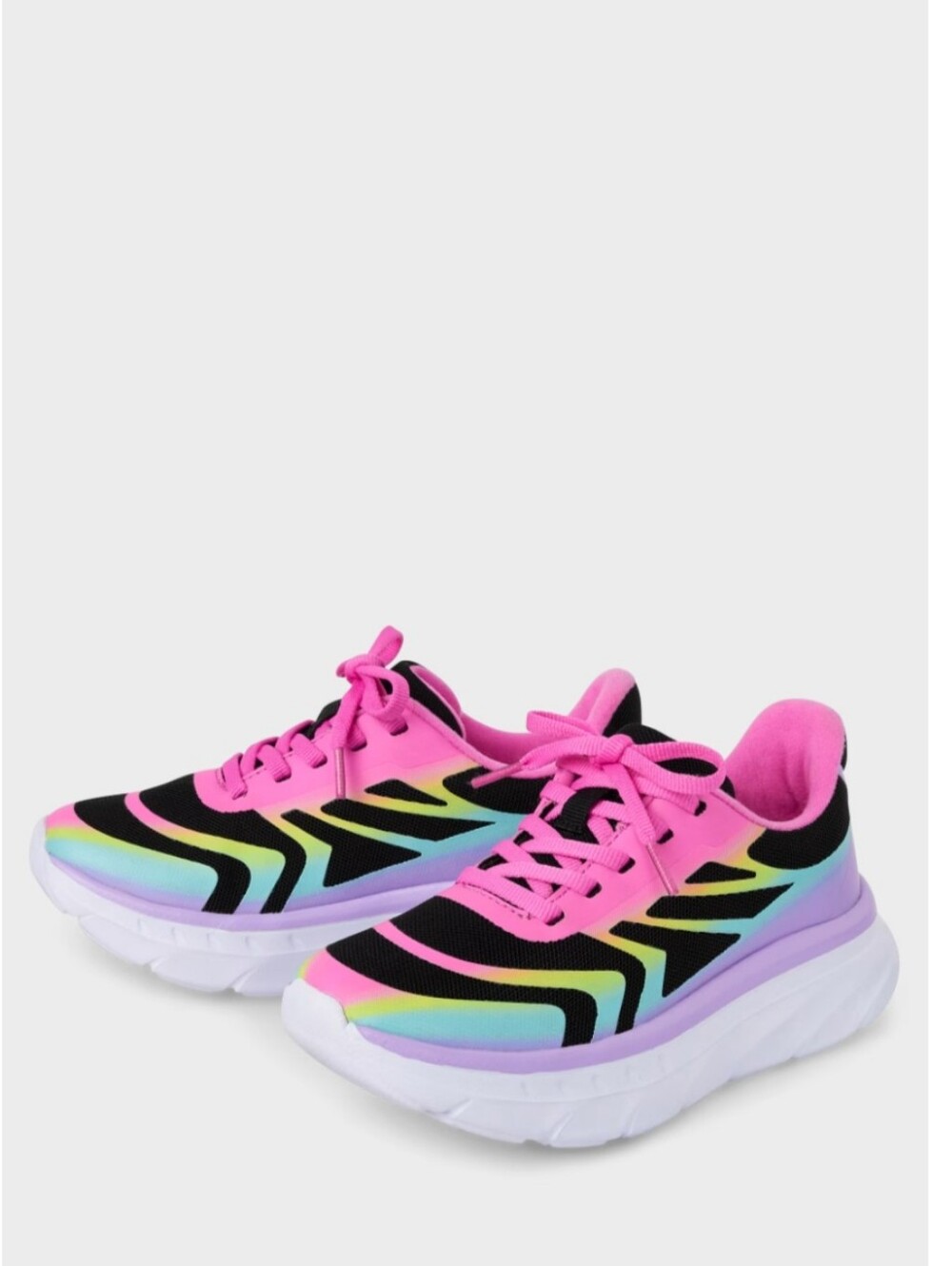 NWT Kids Pink Rainbow Athletic Sneakers, Size 13Y
